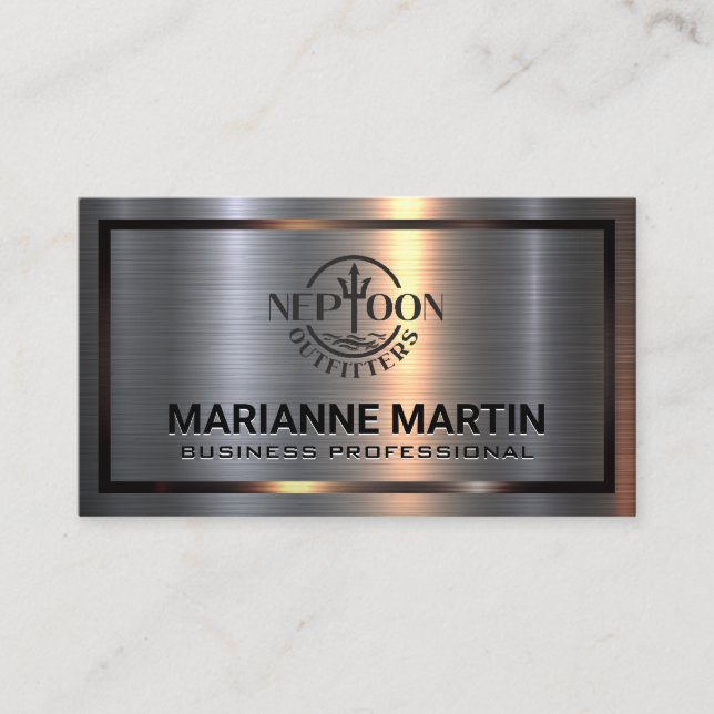 Metal Aluminum Brushed | Metallic Border  Business Card (Front)
