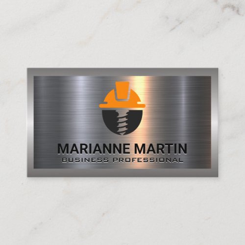 Metal Aluminum  Construction Hat Logo Business Card