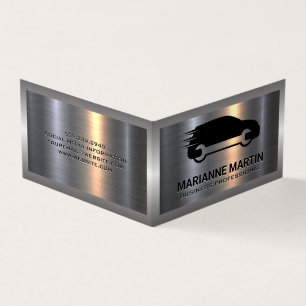 Metal Aluminum Silver Brushed Auto Service Business Card