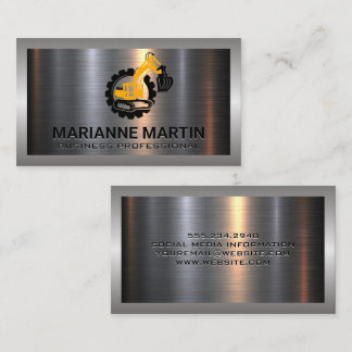 Metal Aluminum Silver Brushed | Bull Dozer Business Card