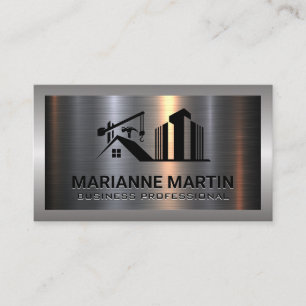 Metal Aluminum Silver Brushed   Construction Business Card