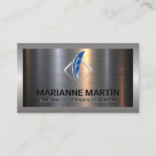 Metal Aluminum Silver Brushed Feather Logo Business Card