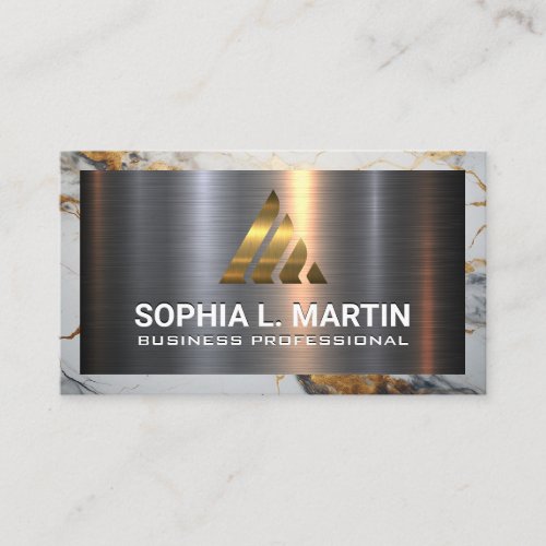 Metal Aluminum Silver Brushed  Gold Marble Business Card