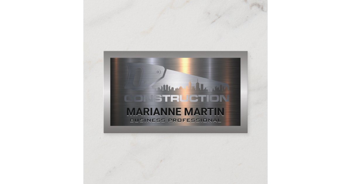 Metal Aluminum Silver Brushed | Hand Saw | City Business Card | Zazzle