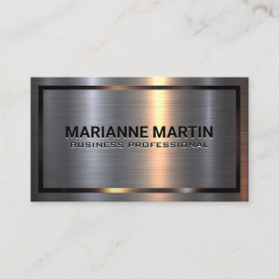 Metal Aluminum Silver Brushed Metallic Border Business Card