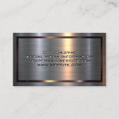 Metal Aluminum Silver Brushed | Metallic Border  Business Card (Back)