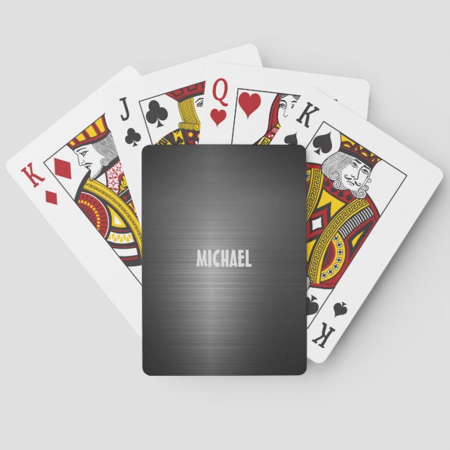 Metal Aluminum Silver Brushed Personalized Poker Cards (Back)