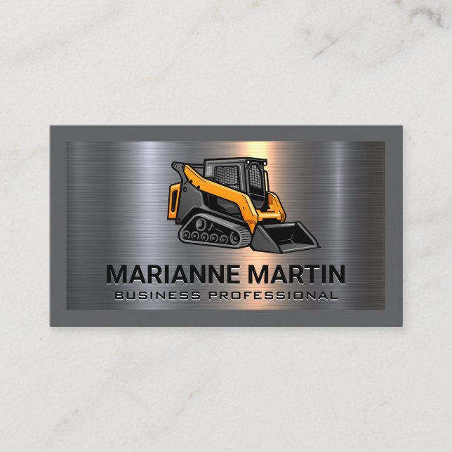 Metal Aluminum Silver Brushed | Skid Steer  Business Card (Front)