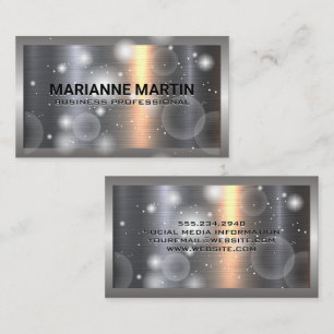 Metal Aluminum Silver Brushed Sparkle Business Card