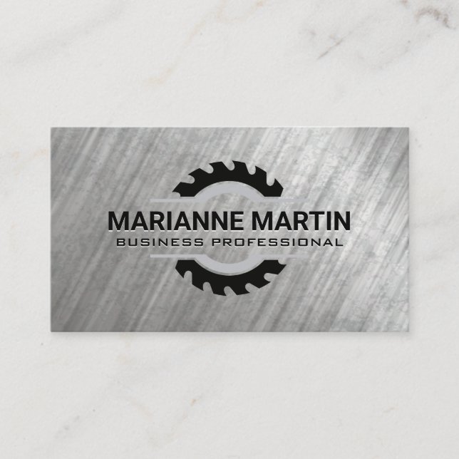 Metal Aluminum Silver | Saw Blade Business Card (Front)