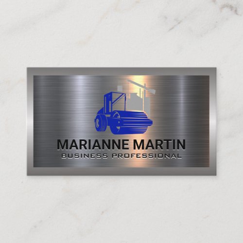 Metal Aluminum  Steam Roller  Construction Business Card