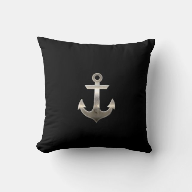 Metal Anchor Throw Pillow (Front)