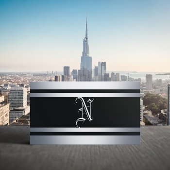 Metal And Black Strips Business Card by RicardoArtes at Zazzle