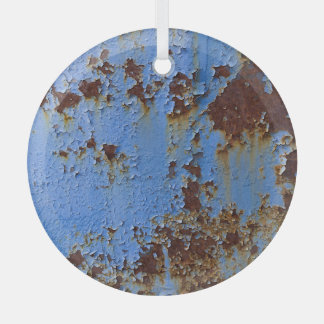 Metal and blue paint texture. glass ornament