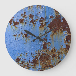 Metal and blue paint texture. large clock