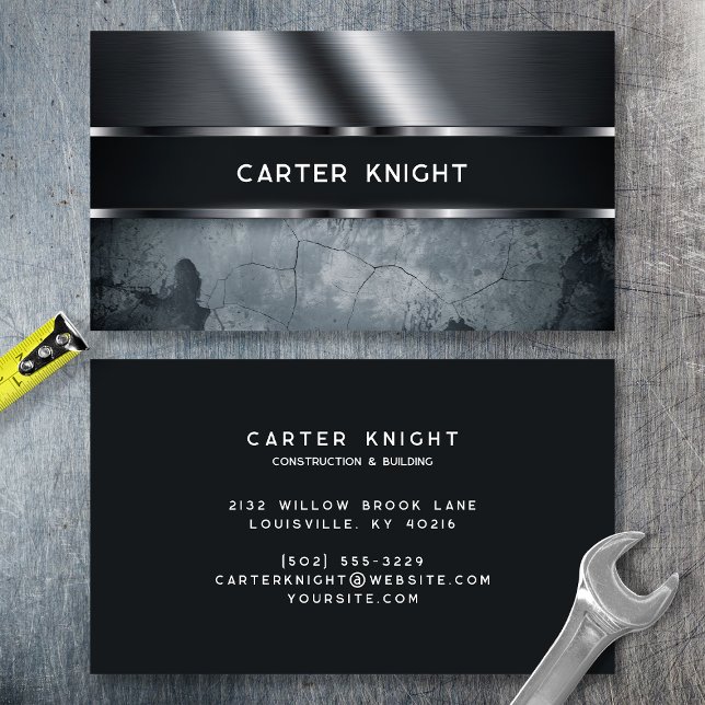 Metal and Concrete Modern Industrial  Business Card (Creator Uploaded)