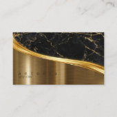 Metal and Glitter Marble Wave Black Gold ID808 Business Card (Front)