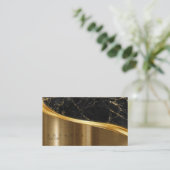 Metal and Glitter Marble Wave Black Gold ID808 Business Card (Standing Front)