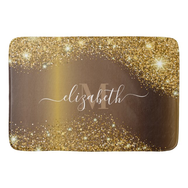 Metal and Golden Glitter Bath Mat (Front)