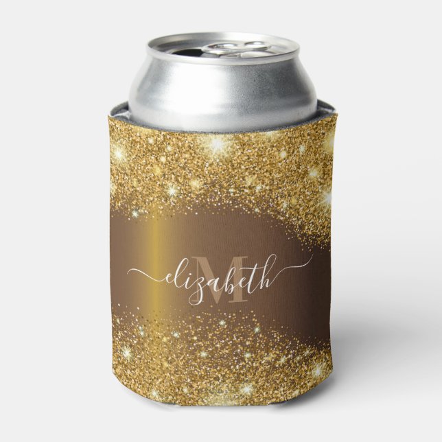 Metal and Golden Glitter Can Cooler (Can Front)