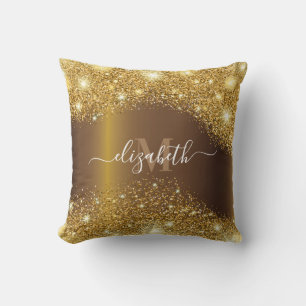 Metal and Golden Glitter Throw Pillow