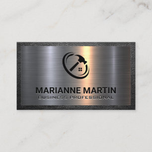 Metal and Leather Home Hammer Logo Business Card