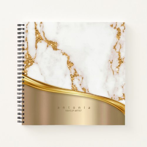 Metal and Marble Wave Gold ID811 Notebook