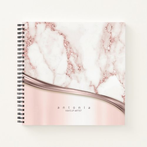 Metal and Marble Wave Rose Gold ID811 Notebook