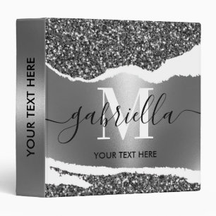 Metal and Silver Glitter 3 Ring Binder