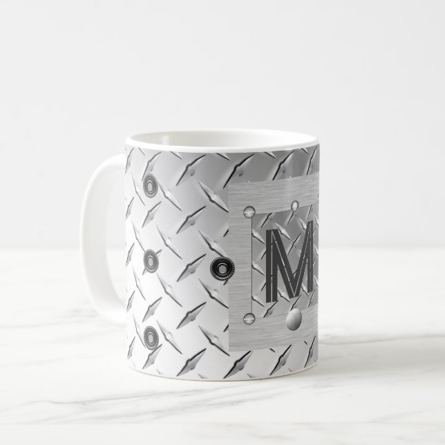 Metal and Steel Initial Mug (Front Left)