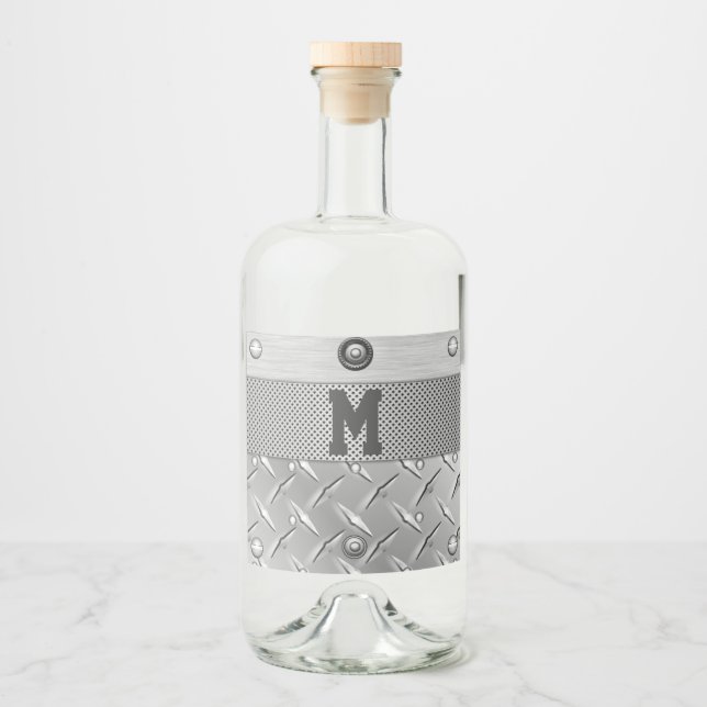 Metal and Steel Liquor Bottle Label (Front)
