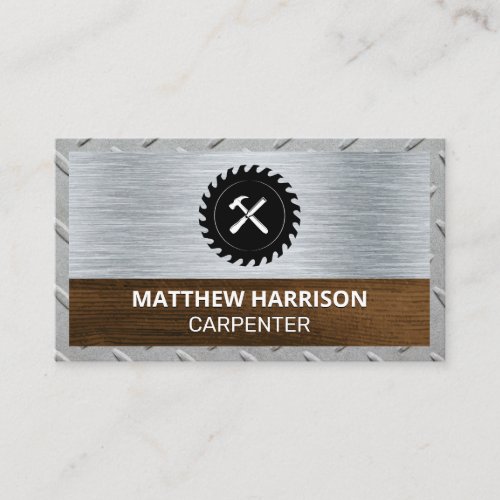 Metal and Wood  Carpentry Logo Business Card