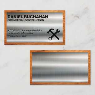 Metal and Wood Trim Hammer and Wrench Business Card