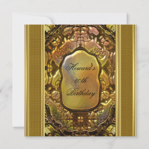 Metal Antique Gold Book Mens 60th Birthday Man Invitation