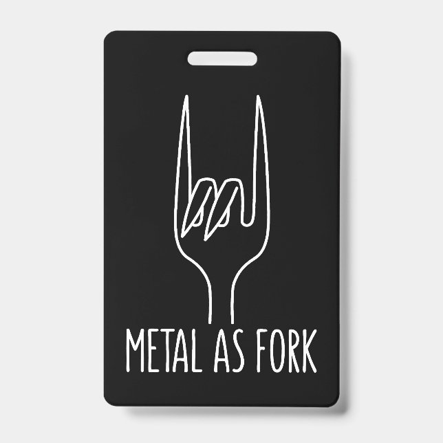 Metal as Fork Funny Rock On Kitchen Design Badge (Front)