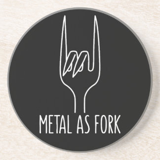 Metal as Fork Funny Rock On Kitchen Design Coaster