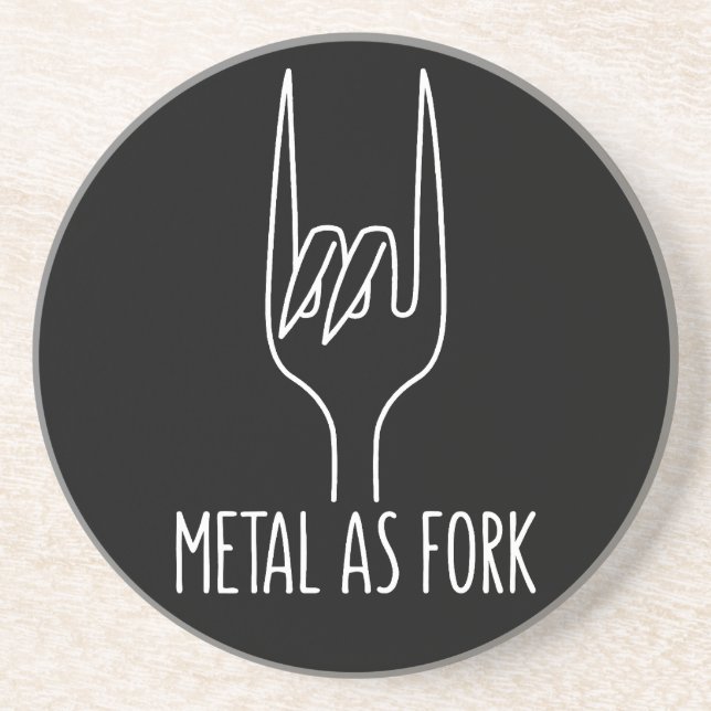 Metal as Fork Funny Rock On Kitchen Design Coaster (Front)