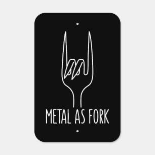 Metal as Fork Funny Rock On Kitchen Design Sign
