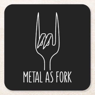 Metal as Fork Funny Rock On Kitchen Design Square Paper Coaster