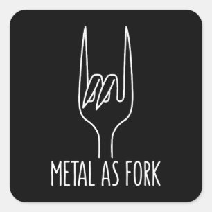 Metal as Fork Funny Rock On Kitchen Design Square Sticker