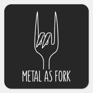 Metal as Fork Funny Rock On Kitchen Design Square Sticker
