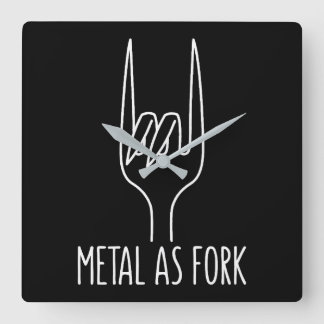 Metal as Fork Funny Rock On Kitchen Design Square Wall Clock
