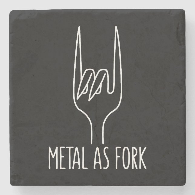 Metal as Fork Funny Rock On Kitchen Design Stone Coaster (Front)