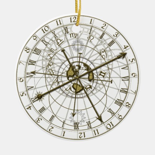 Metal astronomical clock ceramic ornament