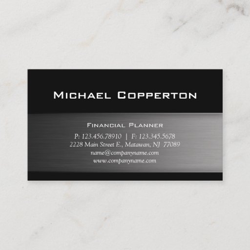 Customizable Metal Business Card Black Header