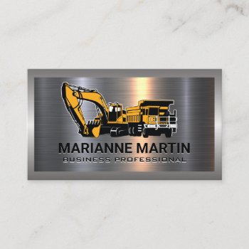 Metal Background | Construction Vehicles Business Card by lovely_businesscards at Zazzle