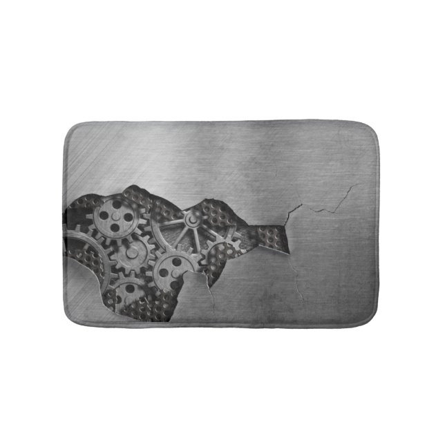Metal background with mechanical damage bath mat (Front)