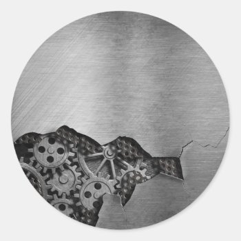 Metal Background With Mechanical Damage Classic Round Sticker by boutiquey at Zazzle