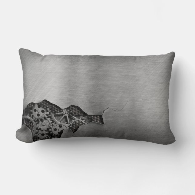 Metal background with mechanical damage lumbar pillow (Front)