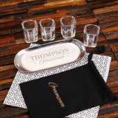 Metal Bar Trays & Shot Glass Set with Hip Flask (Front)
